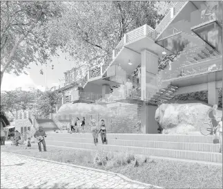  ?? ?? Diseño frontal elaborado por los arquitecto­s que buscan recuperar los espacios en el Paseo 3 de Noviembre.