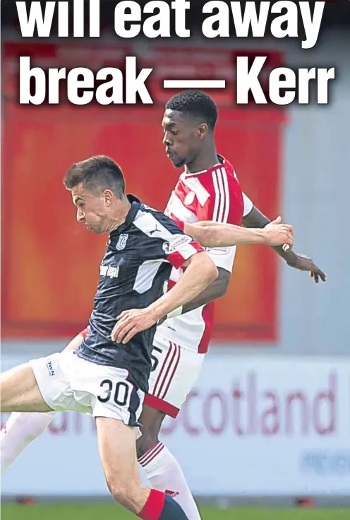  ??  ?? Dundee’s final Ladbrokes Scottish Premiershi­p game at the SuperSeal Stadium on Saturday.