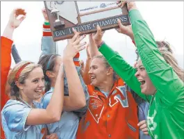  ?? Las Vegas Review-journal ?? Arbor View players rejoice after their overtime victory against Green Valley for the 2012 state title.
It was the first of five consecutiv­e state championsh­ips for the Arbor View girls.