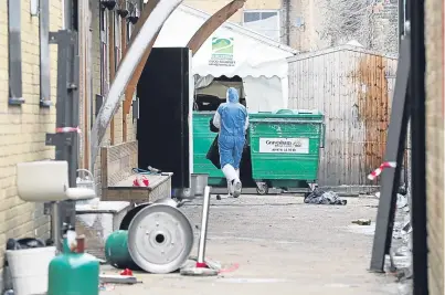  ?? Picture: PA. ?? The scene behind Blake’s nightclub in Gravesend, Kent, after a car drove down the alleyway and crashed into a marquee.