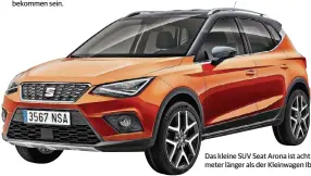  ??  ?? Das kleine SUV Seat Arona ist acht Zentimeter länger als der Kleinwagen Ibiza.