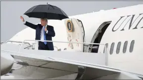  ?? ABACA PRESS/TNS ?? President Trump departs Andrews Air Force Base en route to Wilkes-Barre, Pa., where he participat­ed in a roundtable with supporters and a Make America Great Again rally on Aug. 2 in Joint Base Andrews, Md.