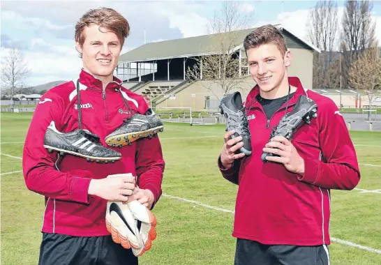  ?? PHOTO: DEREK FLYNN/FAIRFAX NZ ?? Nick Stanton, left, and Lukas Simpson will be making the step up to play for the Nelson-Marlboroug­h Falcons in the ASB Youth League.