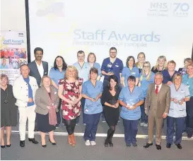  ??  ?? Heroes NHS Forth award winners from last year with health board chiefs