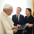  ??  ?? Pope Francis met with Facebook CEO Mark Zuckerberg in August.