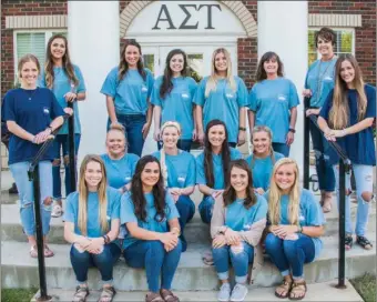  ?? WILLIAM HARVEY/RIVER VALLEY & OZARK EDITION ?? Members of the Alpha Sigma Tau sorority at the University of Central Arkansas in Conway will travel to Guatemala for a mission trip July 23-29. Those going include, front row, from left, Ali Cothern, Zoey Rofkahr, Sydney McCalliste­r and Milli Prickett;...