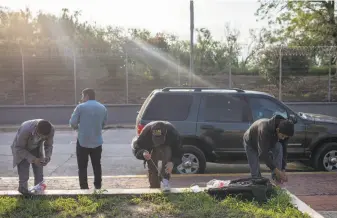  ?? Tamir Kalifa / New York Times ?? A group of men gather their belongings in Matamoros, Mexico, after being deported from Brownsvill­e, Texas. Our “nation of immigrants” has gotten tougher on immigratio­n for years.