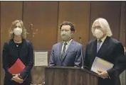  ?? Lucy Nicholson Associated Press ?? ACTOR Danny Masterson, center, stands with his attorneys as he is arraigned on rape charges in 2020.