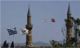  ?? Photograph: Petros Karadjias/AP ?? The flags of Greece and Turkey in Cyprus’s divided capital, Nicosia.