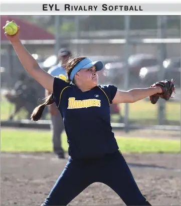  ?? RECORDER PHOTO BY CHIEKO HARA ?? Monache High School's Chloe Rivas pitches Friday, May 11 during a game against Portervill­e High School in which she pitched a perfect game. Monache won 27-0 in five innings.