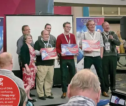  ??  ?? DNA Painter’s Jonny Perl takes centre stage at the awards ceremony at RootsTech 2018