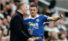  ?? ?? Dean Smith will hope his striker Jamie Vardy can help inspire Leicester to a final-day escape act. Photograph: Richard Lee/Shuttersto­ck