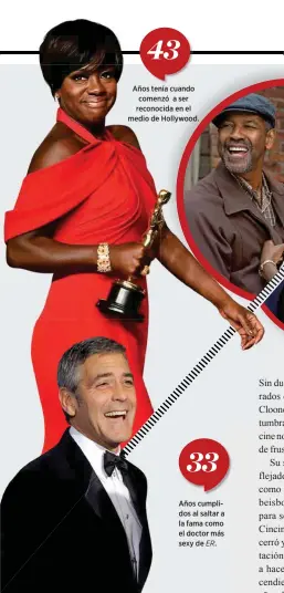 ??  ?? 43 Años tenía cuando comenzó a ser reconocida en el medio de Hollywood. ROMPIENDO ESQUEMAS Viola se ha convertido en la primera actriz afroameric­ana en ganar un Oscar, un Emmy y un Tony en el mismo año.