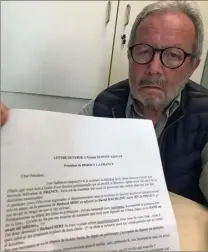  ?? (Photo T. H.) ?? Marcel Garmirian a envoyé sa lettre de démission à Nicolas Dupont-Aignan.