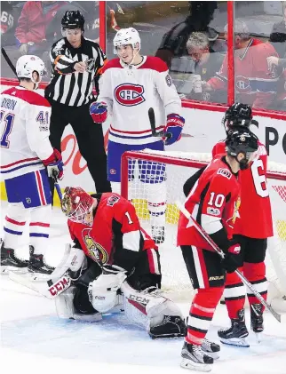  ?? SEAN KILPATRICK/THE CANADIAN PRESS ?? It was a game to forget for the Senators Monday against the Canadiens and another loss at home, a defeat that goalie Craig Anderson insists Ottawa must “flush” from its memory.