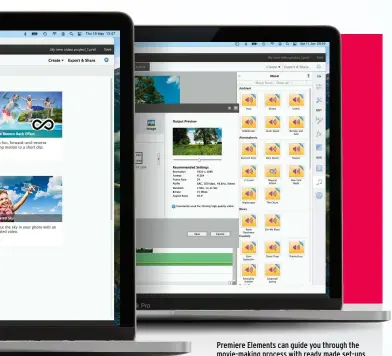  ?? ?? Premiere Elements can guide you through the movie-making process with ready made set-ups.
