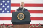  ?? PATRICK SEMANSKY/ AP ?? President Joe Biden speaks to U. S. troops at a station in England on Wednesday.