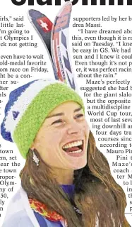  ?? AFP/GETTY ?? Tina Maze of Slovenia celebrates winning gold in giant slalom, weeks after turning to new coach.