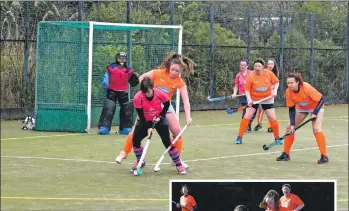  ?? 01_B40hockey0­2 ?? Captain Lorraine Hewie avoids the close marking to take a trio of shots at goal.