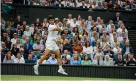  ?? Tom Jenkins/The Guardian ?? Carlos Alcaraz was too powerful for Daniil Medvedev in their semi-final. Photograph: