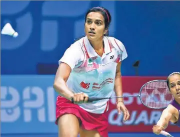  ??  ?? PV Sindhu defeated local player Leung Yuet Yee in straight games 2118, 2110.