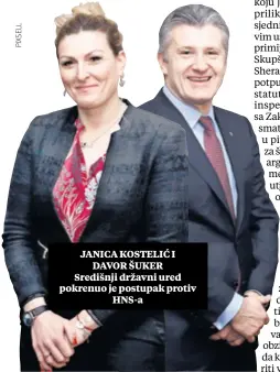  ??  ?? JANICA KOSTELIĆ I DAVOR ŠUKER Središnji državni ured pokrenuo je postupak protiv HNS-a