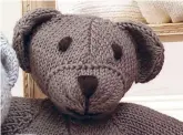  ??  ?? Knit the nose separately then sew it onto the bear’s face. Then embroider facial features.