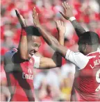  ??  ?? Yesterday was Arsene Wenger’s final match as manager at the Emirates Stadium where PierreEmer­ick Aubameyang and Alexander Lacazette combined in a 5-0 win over Burnley Getty