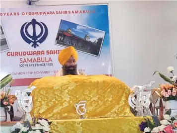  ?? April 11, 2024. Photo: Romeka Kumari ?? Khalsa Part recital for Baisakhi celebratio­n at the Samabula Sikh Temple, in Suva on