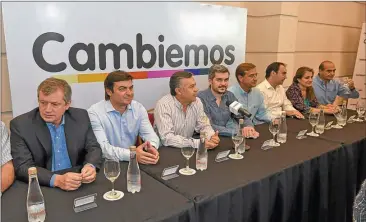  ?? TELAM ?? CUMBRE. Monzó, De Marchi, Cornejo y Peña ayer, en el encuentro de Cambiemos en Mendoza.