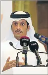  ??  ?? QATARI FM SHEIKH MOHAMMED BIN ABDULRAHMA­N AL-THANI