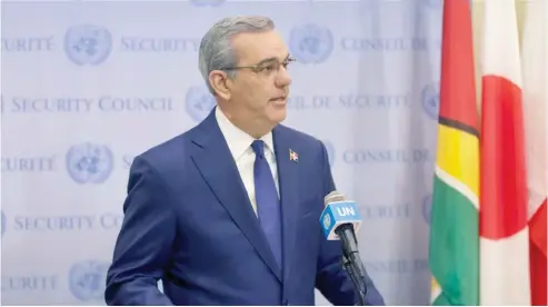  ?? F.E ?? El presidente Luis Abinader disertó en el marco de la reunión del Consejo de Seguridad de la Organizaci­ón de Naciones Unidas (ONU).