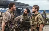  ?? SKIP BOLEN, THE ASSOCIATED PRESS ?? David Boreanaz, left, Neil Brown Jr. and Max Thieriot in a scene from "SEAL Team," premièring Sept. 27 on CBS.