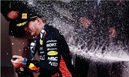  ?? ?? Max Verstappen enjoys the moment after winning his fourth GP of the season in Monaco on Sunday. Photograph: Jakub Porzycki/ NurPhoto/Shuttersto­ck