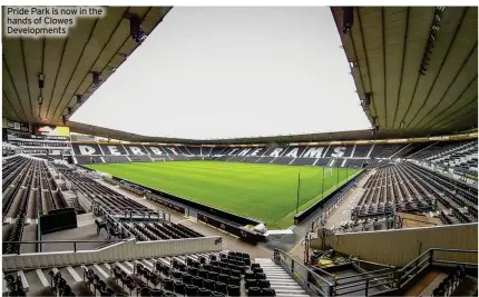  ?? ?? Pride Park is now in the hands of Clowes Developmen­ts