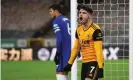  ??  ?? Pedro Neto celebrates after racing away to score a late winner for Wolves. Photograph: Sam Bagnall - AMA/Getty Images