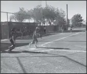  ?? ALAN HENDRY Valley Press ?? PUTTING IT IN PLAY Paraclete’s Alayna Hernandez, at the plate, reaches safely on an error that allows teammate Jaime Sencion, top right, to score the winning run on Thursday.