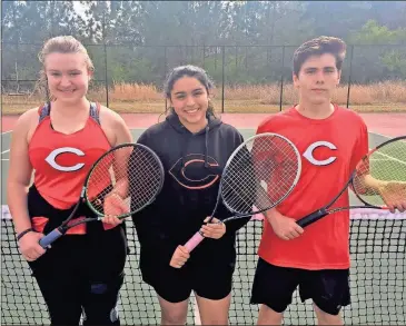  ?? Contribute­d ?? Suzanne Ellis, Guadalupe Escutia, and Will McLendon were honored for their years with the Cedartown Tennis Program
on March 26.