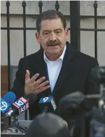  ?? ANTONIO PEREZ/CHICAGO TRIBUNE ?? Mayoral candidate U.S. Rep. Jesús “Chuy” García pitches an emergency property tax relief program during a news conference in Pilsen on Monday.