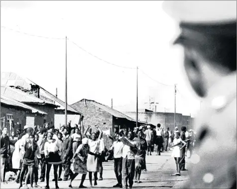  ??  ?? HISTORICAL MILESTONE: Black pupils take to the streets to protest the quality of their education on June 16, 1976.