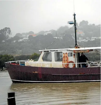  ??  ?? The Francie. A charter boat understood to be the boat that capsized on the Kaipara Harbour on Saturday.