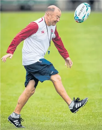  ??  ?? England coach Eddie Jones takes part in a training session in Tokyo yesterday.