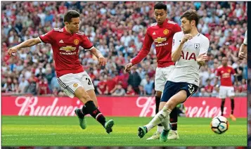  ??  ?? SHOOTING
STAR: Ander Herrera wheels away in delight after his winner (left)