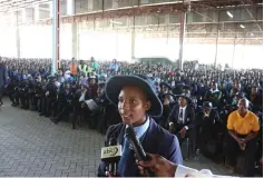  ?? — Pictures: John Manzongo ?? A schoolgirl expresses her opinions on the effects of engaging in premarital sex and drug abuse among learners during an interactiv­e session with First Lady Dr Auxillia Mnangagwa at the national Clean Schools Competitio­n awards ceremony in Masvingo.