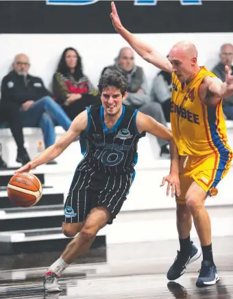  ??  ?? Stingrays captain Michael Rebula in control against Werribee. Picture: MIKE DUGDALE