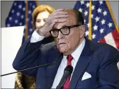  ?? JACQUELYN MARTIN — THE ASSOCIATED PRESS FILE ?? Former New York Mayor Rudy Giuliani, who was a lawyer for President Donald Trump, speaks during a news conference at the Republican National Committee headquarte­rs in Washington.