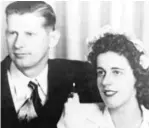  ??  ?? George Geppner met Marjorie A. Gorham when he was in Army basic training in Peoria. The two ( here on their wedding day) went on to raise five children in Peoria, where he practiced podiatry for 30 years.
