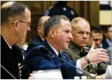  ?? JOSE LUIS MAGANA / ASSOCIATED PRESS ?? Air Force Chief of Staff Gen. David L. Goldfein, flanked by Chief of Naval Operations Adm. John M. Richardson (left) and Marine Corps Commandant Gen. Robert B. Neller, testifies Wednesday before the House Armed Services Committee.