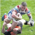  ??  ?? Jake Eccleston scored for Rochdale Hornets during yesterday’s defeat