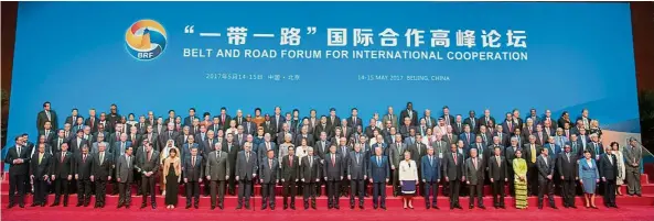  ??  ?? One for the album: World leaders posing for a portrait during the opening ceremony of the Belt and Road Forum in Beijing. — AP